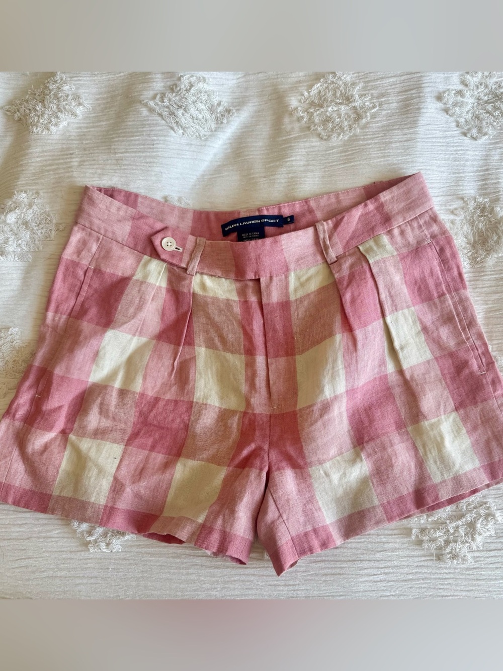 Ralph Lauren Sport NWT pink gingham check linen shorts